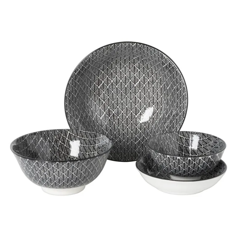 Schaaltje black print blaadjes - ø12x6 cm