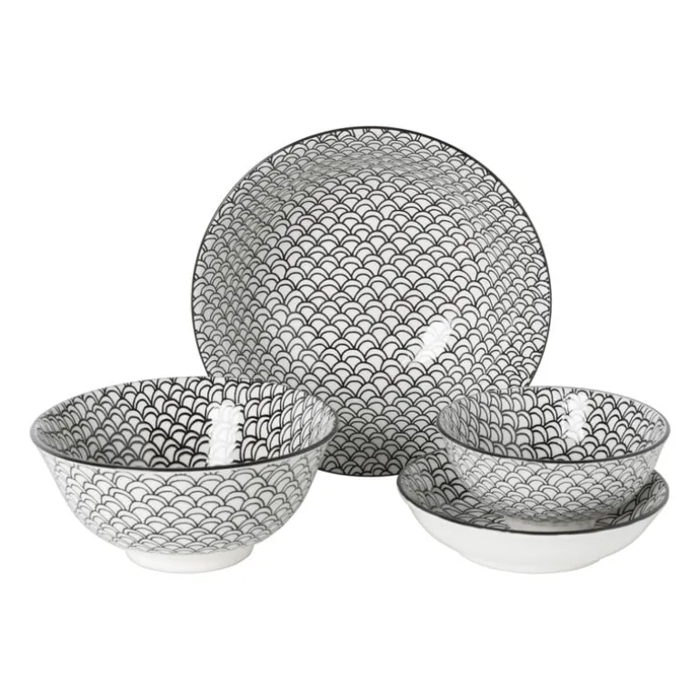 Schaaltje black print boog - ø16x6.5 cm