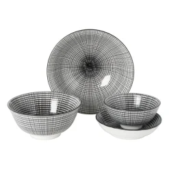 Schaaltje black print streep - ø16x6.5 cm