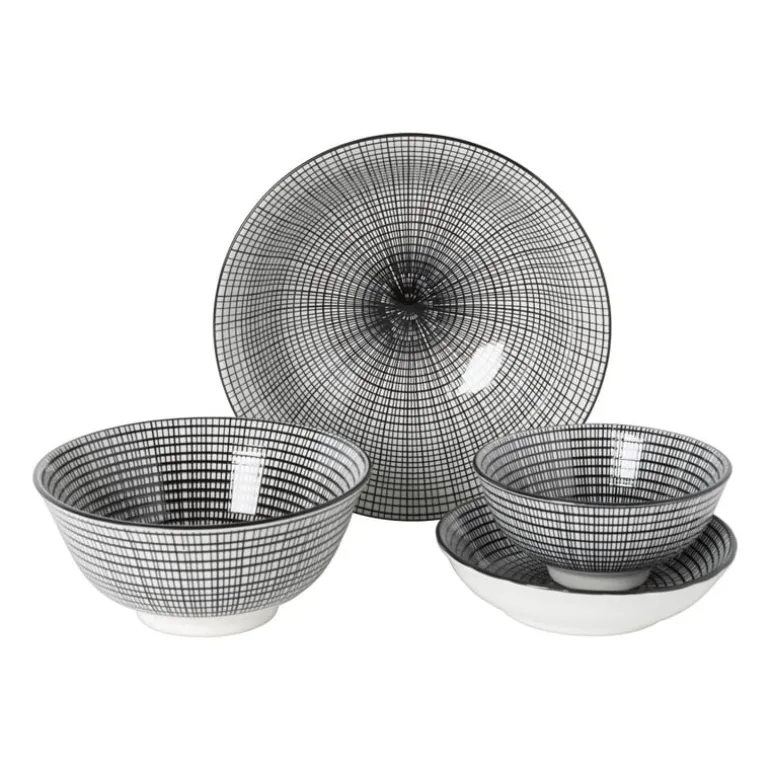 Schaaltje black print streep - ø16x6.5 cm