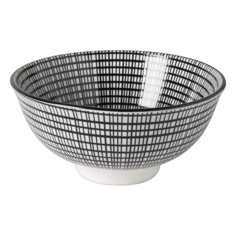 Schaaltje black print streep - ø12x6cm