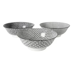 Schaaltje black print streep - ø21x7 cm