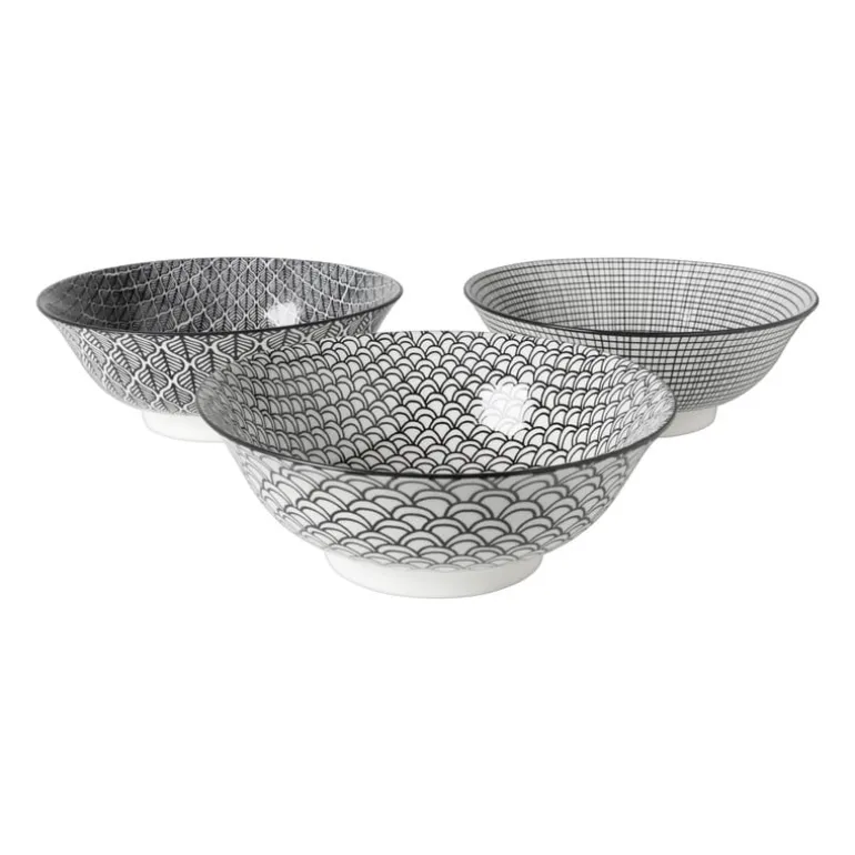 Schaaltje black print streep - ø21x7 cm