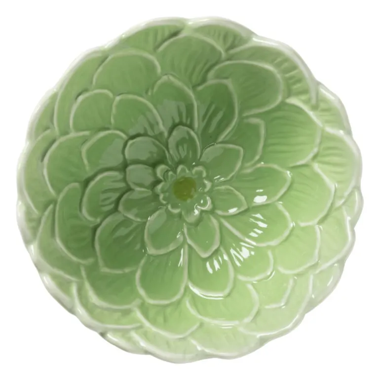 Schaaltje bloem - groen - ø14.5x6.6 cm