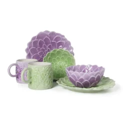 Schaaltje bloem - groen - ø14.5x6.6 cm