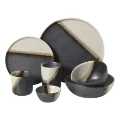 Schaaltje cortado klein - beige/zwart - ø9x4.2 cm