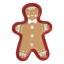 Schaaltje gingerbread mannetje - bruin/rood - 1.5x13.3x9.3 cm