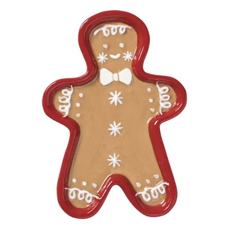 Schaaltje gingerbread mannetje - bruin/rood - 1.5x13.3x9.3 cm