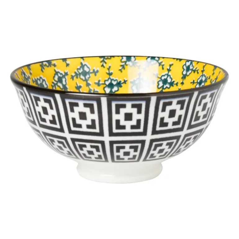 Schaaltje Leyla - geel/zwart - ø12.3x5.8 cm