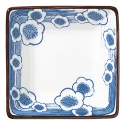 Schaaltje Mico bloemen klein - blauw/wit - 3x9.2x9.2 cm