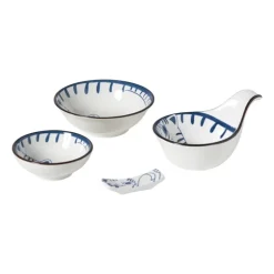 Schaaltje Mico kat klein - blauw/wit - ø8x3 cm