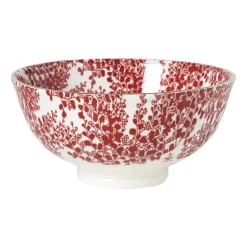 Schaaltje Mirna blaadjes klein - rood/wit - ø12x5.8 cm