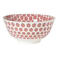 Schaaltje Mirna bloem groot - rood/wit - ø15.5x7 cm