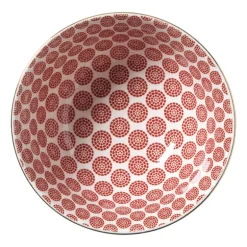 Schaaltje Mirna bloem groot - rood/wit - ø15.5x7 cm