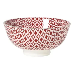 Schaaltje Mirna bloem klein - rood/wit - ø12x5.8 cm