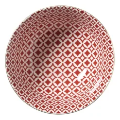 Schaaltje Mirna ruit groot - rood/wit - ø15.5x7 cm