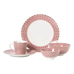 Schaaltje Mirna ruit klein - rood/wit - ø12x5.8 cm