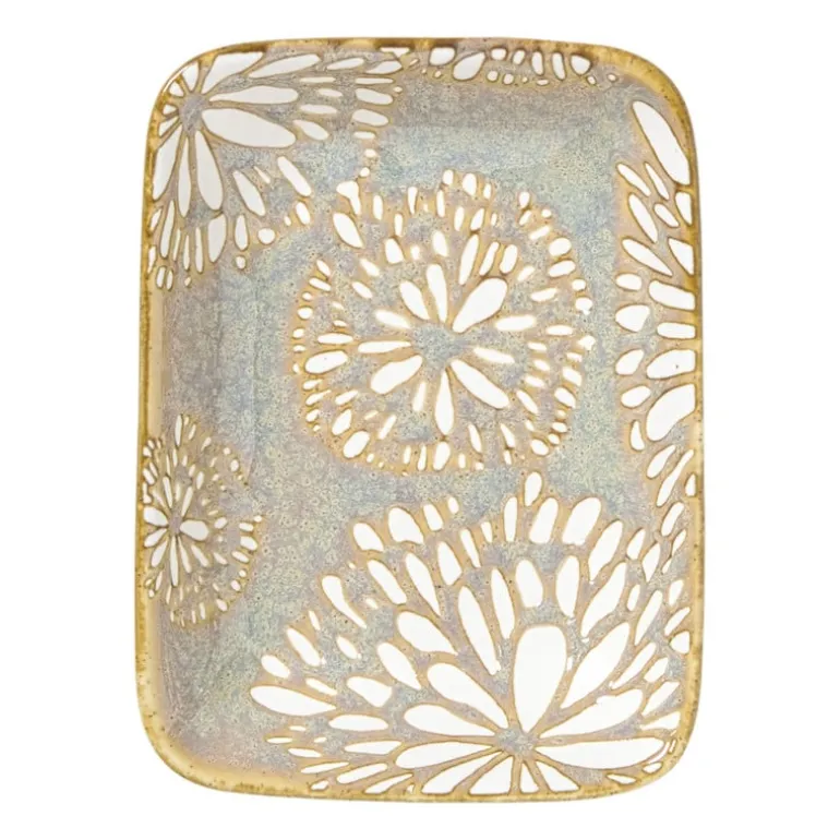 Schaaltje Nori rechthoekig - blauw/geel - 2x10x7.5 cm