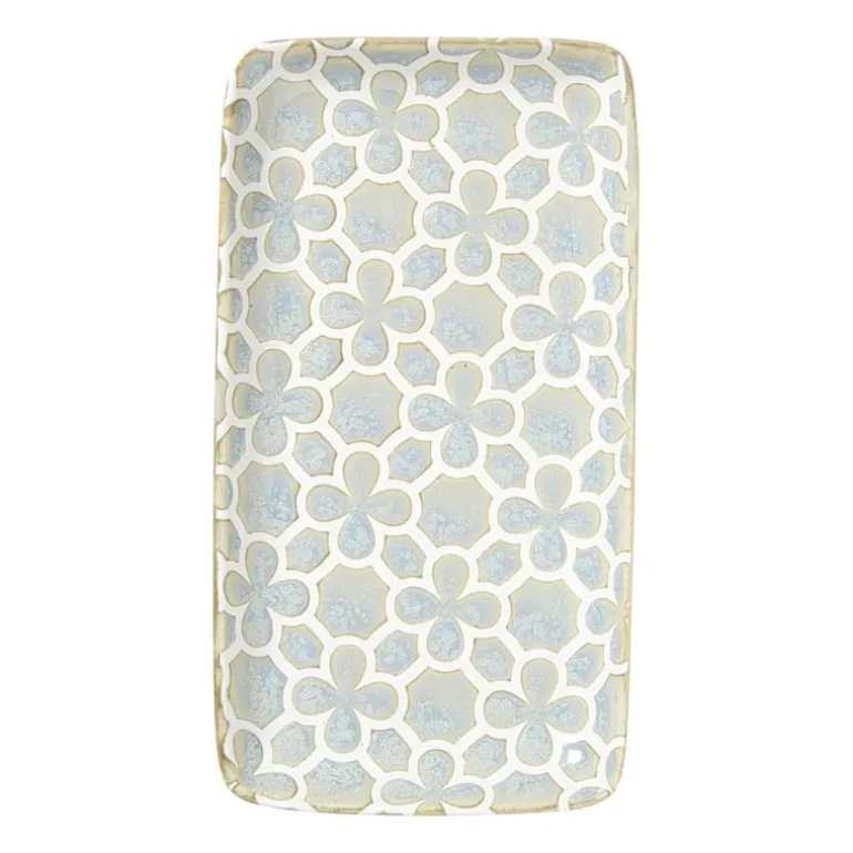 Schaaltje Nori rechthoekig - lichtblauw/wit - 2x20.5x11 cm