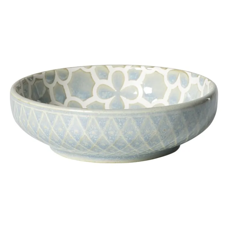 Schaaltje Nori rond - lichtblauw/wit - ø12x3.5 cm