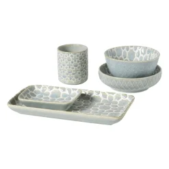 Schaaltje Nori rond - lichtblauw/wit - ø12x3.5 cm