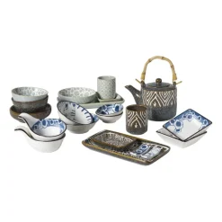 Schaaltje Nori rond - lichtblauw/wit - ø12x3.5 cm