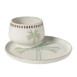 Schaaltje palmboom - beige/groen - ø11.15x8.5 cm