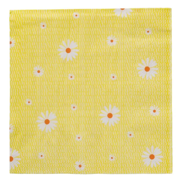 Servet bloem - geel/oranje - set van 12 - 33x33 cm