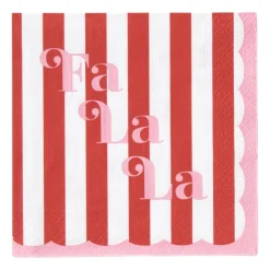 Servet fa la la - roze/wit - 33x33 cm