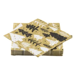 Servet kerstbomen - goud - 33x33 cm