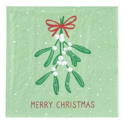 Servet mistletoe - groen - 33x33 cm
