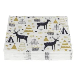 Servet rendier - wit - 33x33 cm