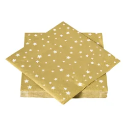 Servet sterren - wit/goud - 33x33 cm