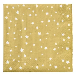 Servet sterren - wit/goud - 33x33 cm