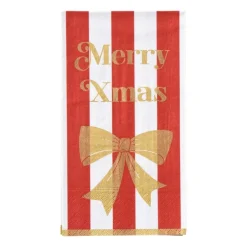 Servet strikjes en strepen - rood/wit - 33x40 cm