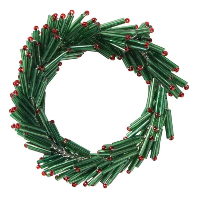 Servetring kersttak - groen/rood - ø7 cm