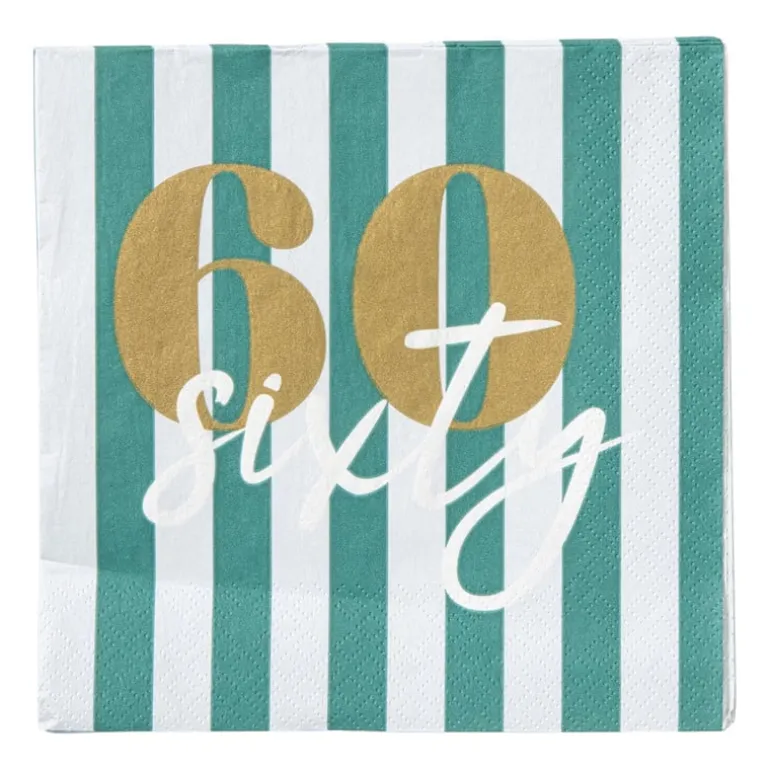 Servetten 60 jaar - groen - set van 20