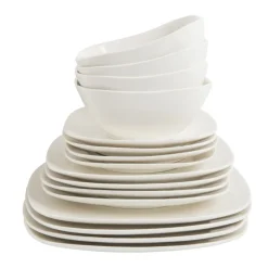 Serviesset - 16-delig - vierkant met afgeronde hoeken - wit - 4 persoons