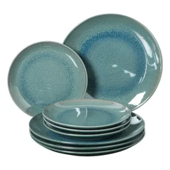 Serviesset reactive glaze - blauw - 16-delig