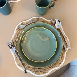 Serviesset reactive glaze - groen - 16-delig