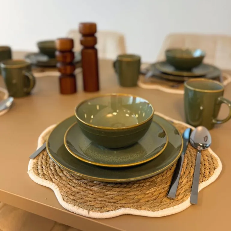 Serviesset reactive glaze - groen - 16-delig