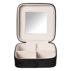 Sieradendoos met rits - zwart/roze - 12.5x12.5x5 cm