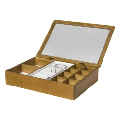 Sieradendoos met teddy - bruin/wit - 12 vakken