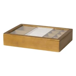 Sieradendoos met teddy - bruin/wit - 12 vakken