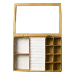 Sieradendoos met teddy - bruin/wit - 12 vakken