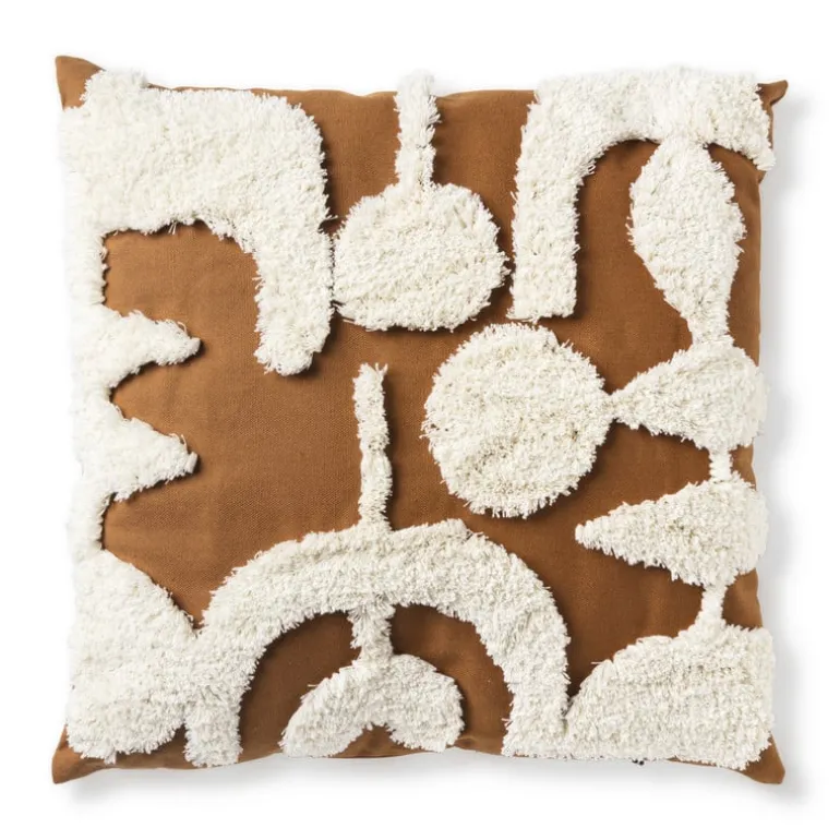 Sierkussen abstract - bruin - 45x45 cm