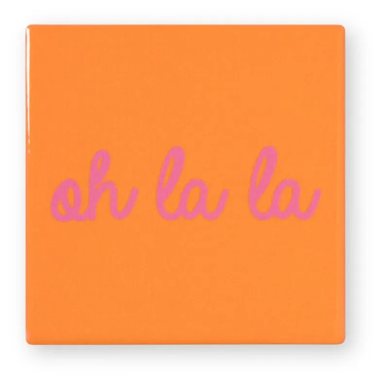 Siertegel Oh la la - roze/oranje - 10x10x0.5 cm