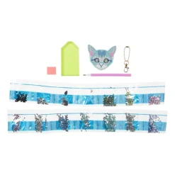 Sleutelhanger kat - diamond paint - 7x7 cm