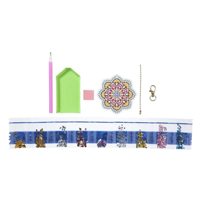 Sleutelhanger mandala DIY - multikleur