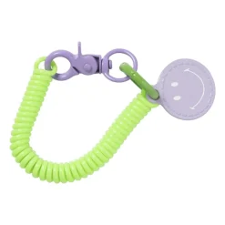 Sleutelhanger spiraal met smiley - plastic - diverse varianten
